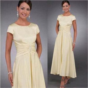 Vintage Mother of the Bride Dresses Cap Sleeves A Line Tea Length Wedding Party Dresses Plus Size Groom Mother's Gowns Evening Formal Wear