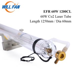 Will Fan 60 W EFR 1200CL Co2-Laserrohr, Durchmesser 60 mm, Länge 1250 mm, für Laserschneider-Graviermaschine
