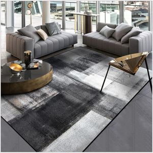 AOVOLL Einfache moderne abstrakte chinesische Tinte schwarz grau Teppich Schlafzimmer Küche Fußmatte Wohnzimmer Bodenmatte Teppich Teppich Schlafzimmer