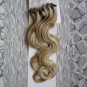 Micro Ring Hair Extensions 100g Ciała Fala Malezyjski Dziewiczy Włosy 1G / Stojak Micro Loop Ring Extensions