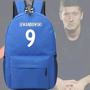 Robert Lewandowski ryggsäck färgglad dag pack fotboll stjärna skolväska fotboll packsäck tryck ryggsport skolväska utomhus dagpack