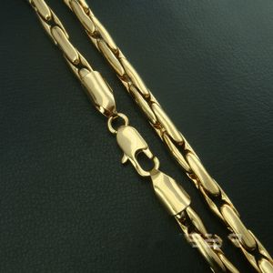 Catena per collana da uomo in ottone riempito d'oro per gioielli regalo per feste con larghezza della banda di 5 mm e lunghezza di 60 cm