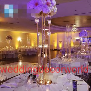 Ny 2019 guldblomma ljushållare arrangemang står för bord bröllop centerpieces decor83