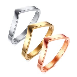 Мода V формы кольца женские кольца золотые цветные титановые стальные кольца для женщин