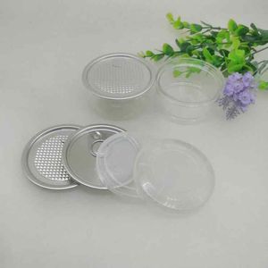 100ML 67 * 30mm Vaso in plastica PET con coperchio in metallo Contenitore per alimenti Contenitore per erbe aromatiche Vasetti per alimenti Contenitori per bottiglie sigillate per alimenti trasparenti ZZA2284