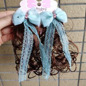カーリーウィッグヘアーボウクリップヘアアクセサリープリンセスガールキッズレース真珠かわいい新しい甘い子供ベビーブレードヘアピンヘッドウェア0108