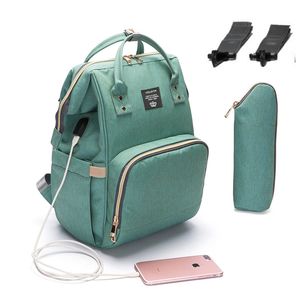 Bebek Bezi Çanta USB Arayüzü Ile Büyük Kapasiteli Su Geçirmez Nappy Kitleri Mumya Annelik Seyahat Sırt Çantası Hemşirelik Çanta