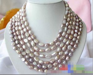 6WOW 8MMX12MM-9MMX14MM Barock Lavendel FW Cultured Pearl Necklace 16-21 