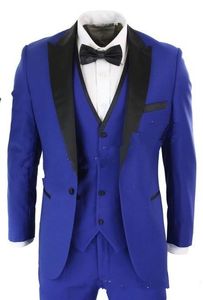 Novo Estilo Clássico Um Botão Azul Noivo Do Casamento Smoking Pico Lapela Groomsmen Homens Ternos Blazer Prom (Jaqueta + Calça + colete + Gravata) 203