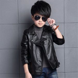 熱い販売2020ニューボーイズPUレザージャケット3-13歳のレザーコートガールズジャケットファッションクールオートバイの服ユニセックス子供のジャケット