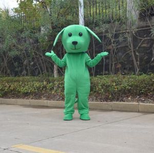 プロの注文の緑の犬のマスコット衣装漫画の大きな耳ポック犬のキャラクター服ハロウィーンフェスティバルパーティーの派手なドレス