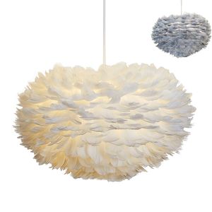 Wisiorek Światła E27 Feather Romantic Lampa wisząca do sypialni Lighting Lighting Hanglamp Gęsi Feather Zawieszenie Oprawa