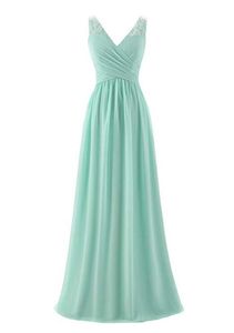 Sage Green V-neck Bridesmaid Dresses Lace and Chiffon Maid of Honor With Ruffles A-line Honor Bridal Gowns For Garden