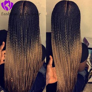 New fashino 13X4 Braided Wig High Temperature Hair Synthetic Lace Front Wig Box Braids Synthtic Wigs for Black Women cosplay party style