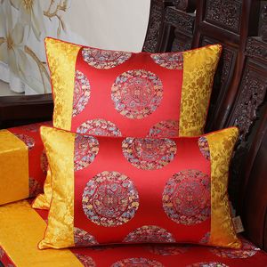Złoto czerwony radosny grube poduszki krzesło poduszki sofa mata siedzenia chiński morwy jedwabiu krzesło poduszki wystrój fotele tylna poduszka lędźwiowa poduszka