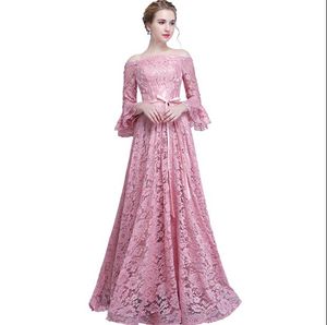 2019 Elegant Lace Bridesmaid Dresses Bateau Wedding Guest Dress Lace-up Back Bridesmaids dress Formal Maid of Honor Gown