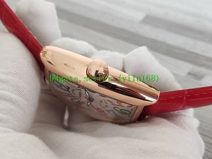 Kvalitetskvinnor Color Dream Quartz Watch 7851 SC 33mm Date Dial-Up Rose Gold Case Red Leather Watchband Sport Pintle273T