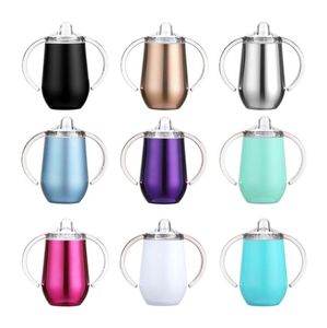 Stainless Steel Egg Mug 10oz Sippy Handle Vacuum Insulated Leak Proof Travel Cup Egg Shaped Mugs Outdoor Portable Feeding Bottle YP962