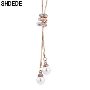 SHDEDE Imitation Pearl Sweater Chain Necklace Tassels Pendants Bohemian Vintage Fashion Jewelry Trendy Accessories +140081