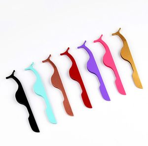 9 färger False Eyelash Curler Pinzers Fake Eye Lash Applicator Eyelash Extension Nipper Auxiliary Clip Clamp Makeup Tångverktyg DHL