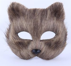 Little Fox Mask Mężczyźni i Kobiety Połowa Twarzy Facepace Halloween Prop Masquerade Dekoruje Zwierząt Zabawki Plastikowe Krótkie Włosy 7 8TC1