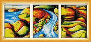 流れる川の家の家の装飾絵画、手作りクロスステッチ刺繍針仕事セットCanvas DMC 14ct / 11ctの印刷物