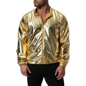 Wholesale gold coats for sale - Group buy Fashion Men Gold Silver Slim Jacket Men Casual Nightclub Bright Jacket Coats For Male Nice New Autumn Winter