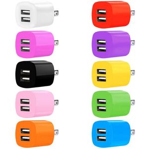 Schnelles Geschwindigkeitsladegerät 2,1 A Dual-USB-US-AC-Home-Reise-Wandladegerät-Adapter für iPhone Samsung S8 S9 S10 Note 8 9 10 HTC Android-Handy