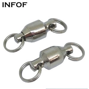Wholesale 500pcs lot F4002 High Strength Fishing Ball Bearing Swivels with Double Split Rings 100% Copper Stainless Steel Fishing Hooks Connectors