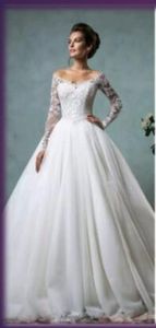 Специальная ссылка для кружевного белого свадебного платья с длинным рукавом V-образным вырезом