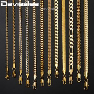 Mens Womens Necklace Chain Gold Filled Figaro Hammered Snake Curb Gold Necklaces for Women Men Fashion Jewelry 2 3 4 5 6mm LGNN2