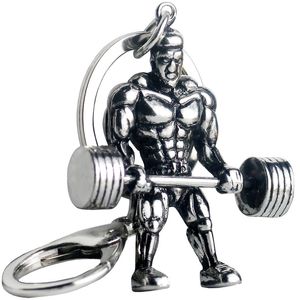 Fitness muscolare maschio sollevamento pesi manubri in metallo su misura portachiavi moda sport fitness serie portachiavi