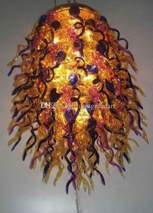 100% munblåst ce ul Borosilicate Murano Glass Dale Chihuly Art Luxuriant Purple Yellow Pink Glass Chandelier