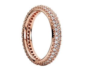 100% 925 Стерлинговое серебряное кольцо с Cubic Zircon Оригинальная коробка для Pan Diamond Rings для День Святого Валентина Роза Золотая Свадьба Женщины W183