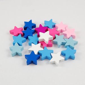 50Pieces 10 Colors 20mm Pentangle Wooden Beads Jewelry Accessories for Necklace DIY Making Children's Handmade Star Wood Loose Beads Toy