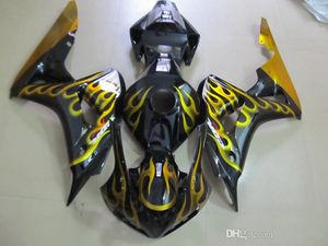 High quality Injection molding Fairings for Honda CBR1000RR 2006 2007 black yellow flames fairing kit CBR 1000 RR 06 07 BN78