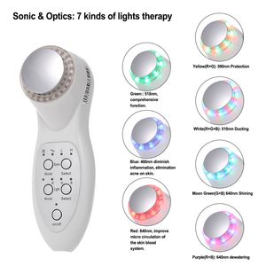 7 Colors PDT Photodynamics LED Light Skin Rejuvenation Therapy Anti Aging Ultrasonic Photon Facial Massager Beauty Machine Wrinkle Removal