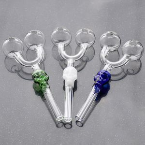 Double Oil Burner Glass Pipe Study Pyrex ART Smoking Tube skull pipes recycler Oil Rigs glass water pipe