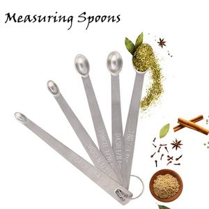 Stainless Steel Round Measuring Spoons 5pcs/set Baking Cooking for Measuring Liquid and Seasoning Spoon Kitche Tools HHA1296