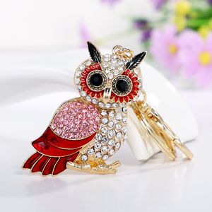 Alloy Sowa Brelok Rhinestone Animal Breloki Do Kluczem Samochodowym Dziewczyny Kobiety Moda Torba Urok Klucz Ring Łańcuch Biżuteria Metalowe Akcesoria Wisiorek