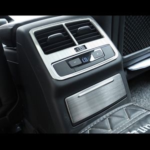 Stainless Steel Armrest Rear Air Vent Decoration Frame Cover Cigarette Lighter Panel Trim For Audi A4 B9 2017-2019 Car Styling