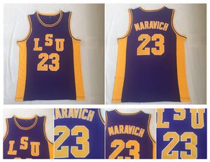 PETO 23 PETE MARAVICH LSU TIGERS HIGH HIGH SCHOOL JERSEY College Basketball Jerseys Blue ED Sports Shirt