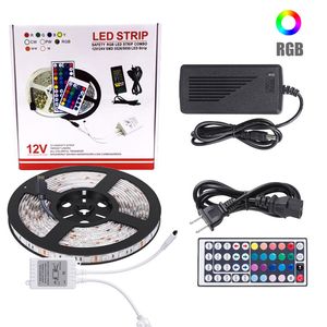 Strisce impermeabili IP65 SMD 5050 RGB luci led strip 60 led M 44Key Telecomando IR 12V 5A alimentazione crestech