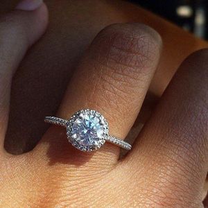 Mode Vrouwelijke CZ Stenen Ring 925 Zilver Gevulde Sieraden Vintage Wedding Band Belofte Verlovingsringen voor Vrouwen