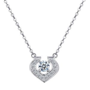 Elegant Heart Shaped Pendant Real 925 Sterling Silver CZ Diamond Necklace Jewelry with Free Gift Box for Women Wholesale