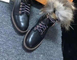 Hot Sale- Womens Light Tan brown black real leather platform Rubber sole lace up with buckle strap fur trim combat booties ankle Boots