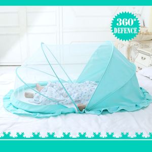 Dobrável/portátil verde/rosa poliéster bebê infantil mosquiteiro tenda cama berço rede dossel com manto valance