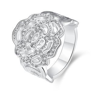 Epacket DHL Plated sterling silver Classic openwork geometric ring DASR741 US size 7,8; women's 925 silver plate With Side Stones Rings
