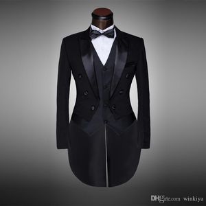 Wholesale mens white tailcoat jacket for sale - Group buy Classic Design Men Black White Wedding Suit Groom Tuxedo Evening Party Costumes Tailcoat pieces Blazer Jacket Pants Belt Tie