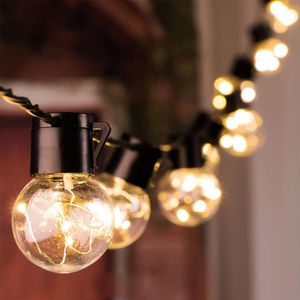outdoor light string with 20 transparent LED bulbs for backyard deck yang bistro party decoration warm white battery box / solar energy10151